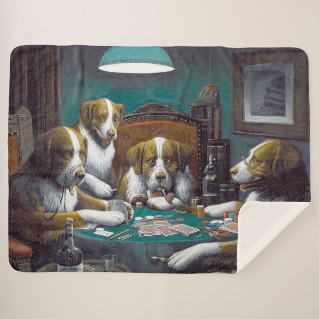 Couverture Sherpa Chiens jouant au poker Cassius Marcellus Coolidge  (Devant (Horizontal))