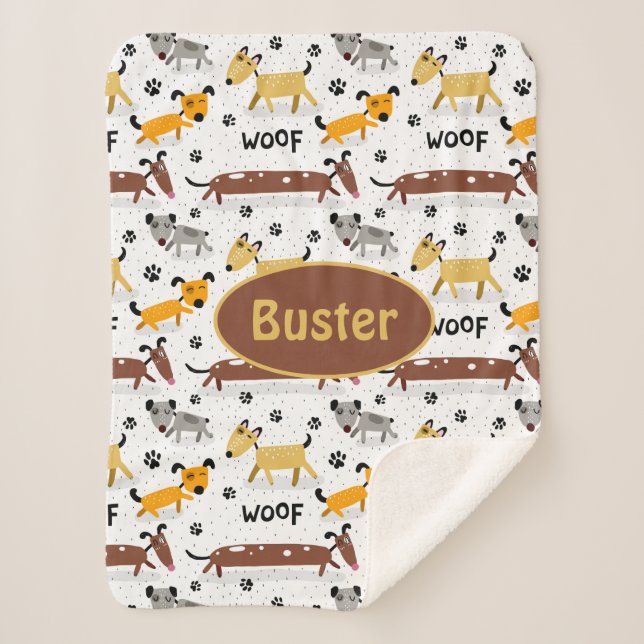 Couverture Sherpa Chiens mignons Blanche Sherpa Chien (Devant)