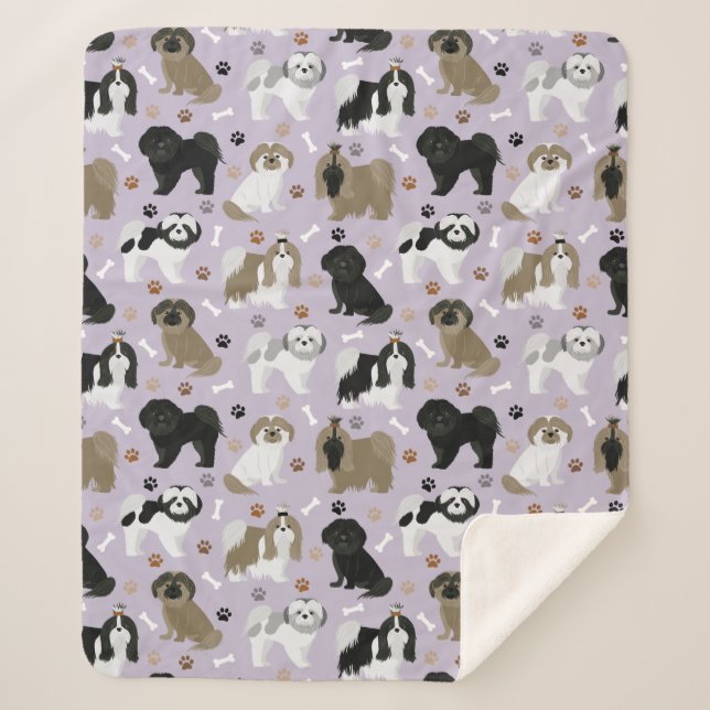 Couverture Sherpa Chih Tzu Chiens Paws et os Sherpa Blanket (Devant)