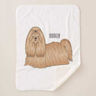 Couverture Sherpa Chih tzu long cheveux dessin de chien