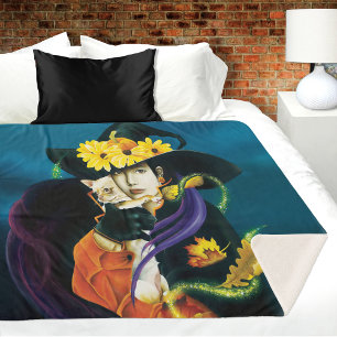 Couverture Sherpa Chihuahua Chien sorcière Halloween