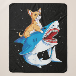 Couverture Sherpa Chihuahua Riding Requin Jawsome Espace Galaxy Amén