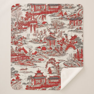Couverture Sherpa China Garden Tee House Chinoiserie