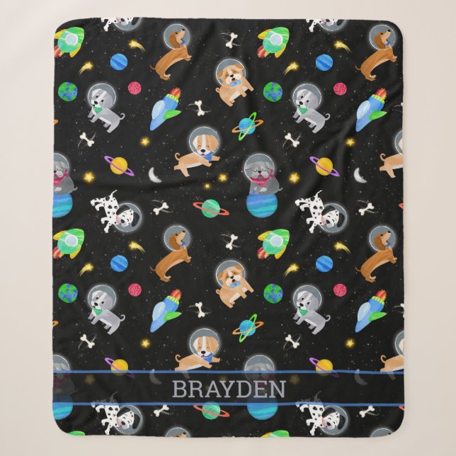 Couverture Sherpa Chiots Dans L'Espace Aquarelle Chiens Astronautes (Devant)