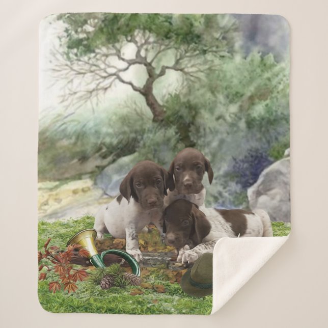 Couverture Sherpa Chiots mignons à poignets allemands (Devant)