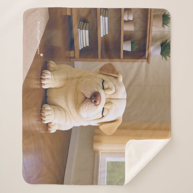 Couverture Sherpa Chiots Shar Pei - Douce Sérénité par WangWang (Devant)