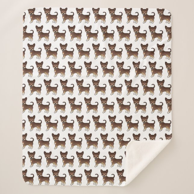 Couverture Sherpa Chocolat Et Tan Smooth Coat Chihuahua Motif (Devant)
