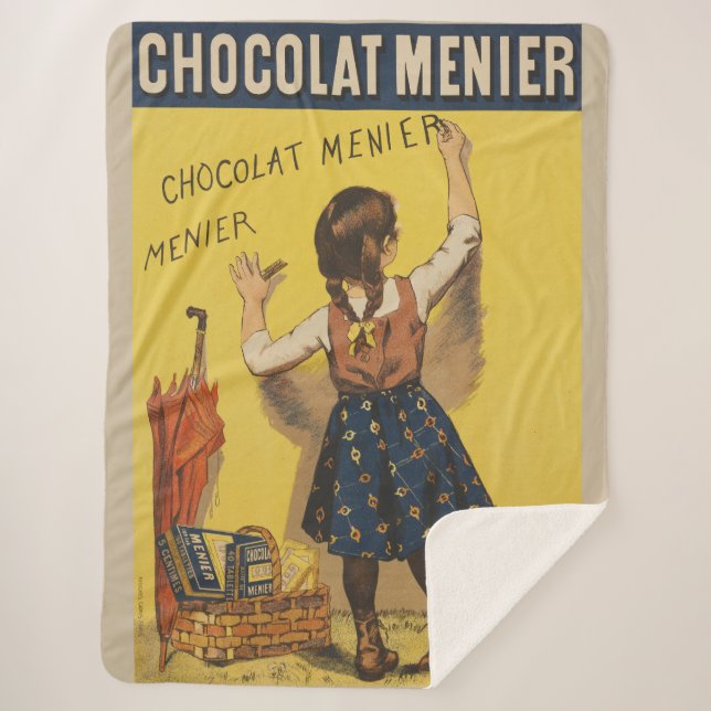 Couverture Sherpa Chocolat Menier Petite fille Mur écriture (Devant)