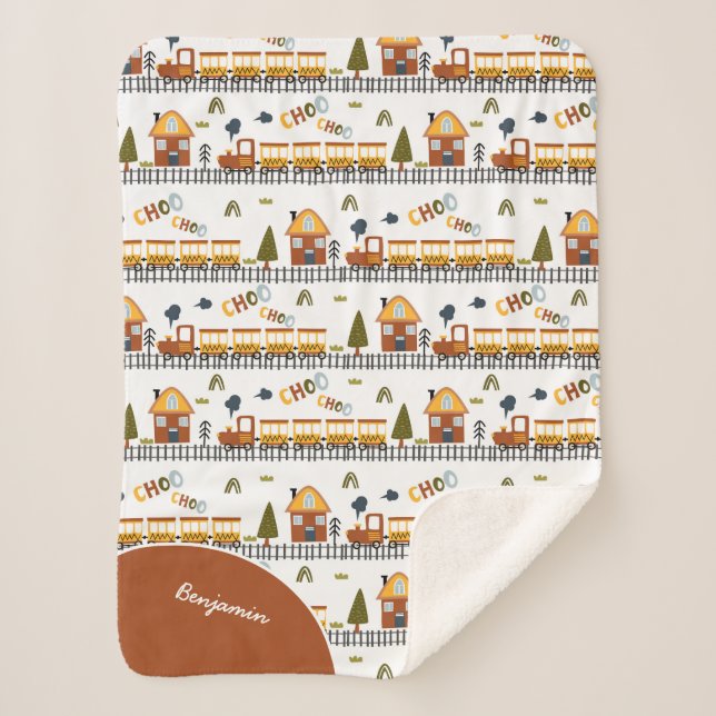 Couverture Sherpa Choo Choo Train Motif Prénom Little Kid (Devant)