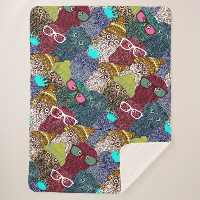 Couverture Sherpa Chouette dans la couronne (Devant)