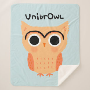 Couverture Sherpa Chouette unibrow UnibrOwl Chouette à sourcils mi