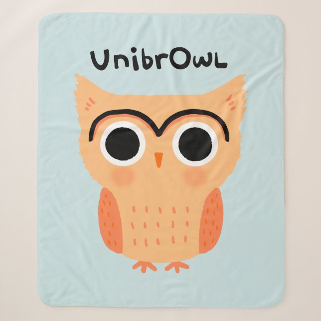 Couverture Sherpa Chouette unibrow UnibrOwl | Chouette à sourcils mi (Devant)