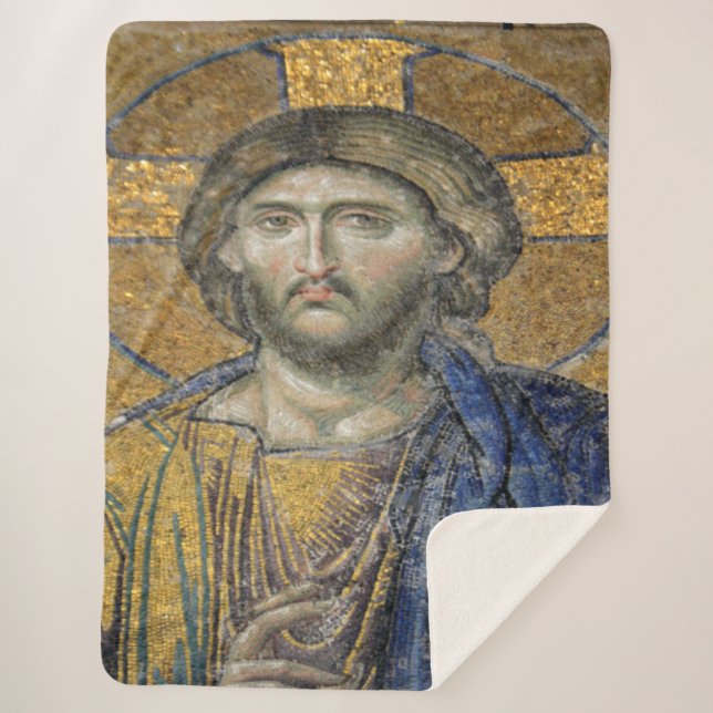 Couverture Sherpa Christ Pantocrator Mosaïque Iconique Religieux Rom (Devant)