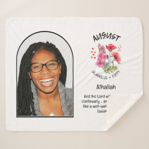 Couverture Sherpa Christian AOÛT Naissance Mois Fleur NOM PHOTO
