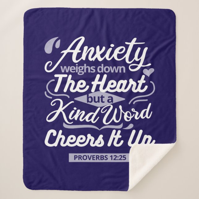 Couverture Sherpa Christian Encouragement Quote – Anxiety & Kindness (Devant)