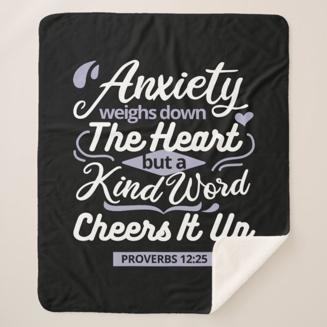 Couverture Sherpa Christian Encouragement Quote – Anxiety & Kindness (Devant)