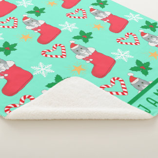 Couverture Sherpa Christmas Cat Original Art Sherpa Blanket