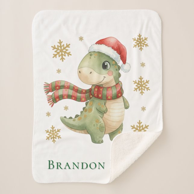 Couverture Sherpa Christmas Dinosaur Baby Shower Gift Small (Devant)