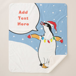 Couverture Sherpa Christmas Père Noël Penguin dit