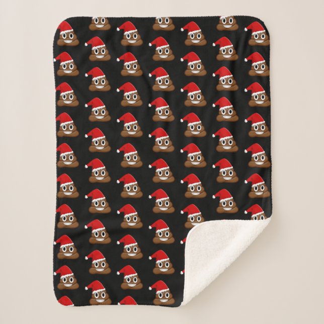 Couverture Sherpa Christmas poop emoji Cute Funny Motif (Devant)