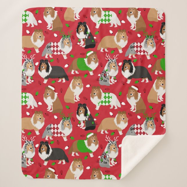 Couverture Sherpa Christmas Shelter Shetland Sheepdog (Devant)