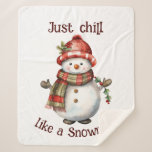 Couverture Sherpa Christmas Snowman Just Chill Citation amusante Aqu<br><div class="desc">Noël Snowman Snowwoman Décor Amusant Aquarelle avec plaisir Juste Citation Chill</div>