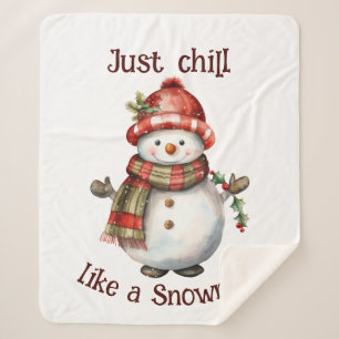 Couverture Sherpa Christmas Snowman Just Chill Citation amusante Aqu