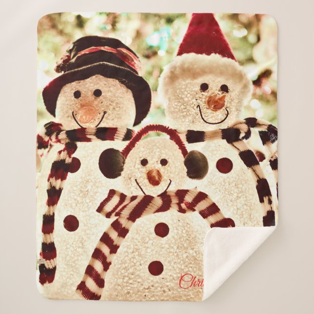 Couverture Sherpa Christmas Vibes Snowman Celebration (Devant)