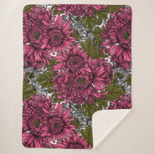 Couverture Sherpa Chrysanthème rose