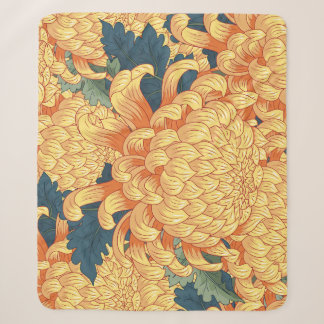 Couverture Sherpa Chrysanthèmes japonais : motif floral jaune.