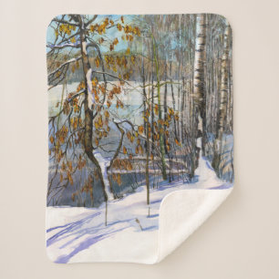Couverture Sherpa Chute de neige aquarelle peinture