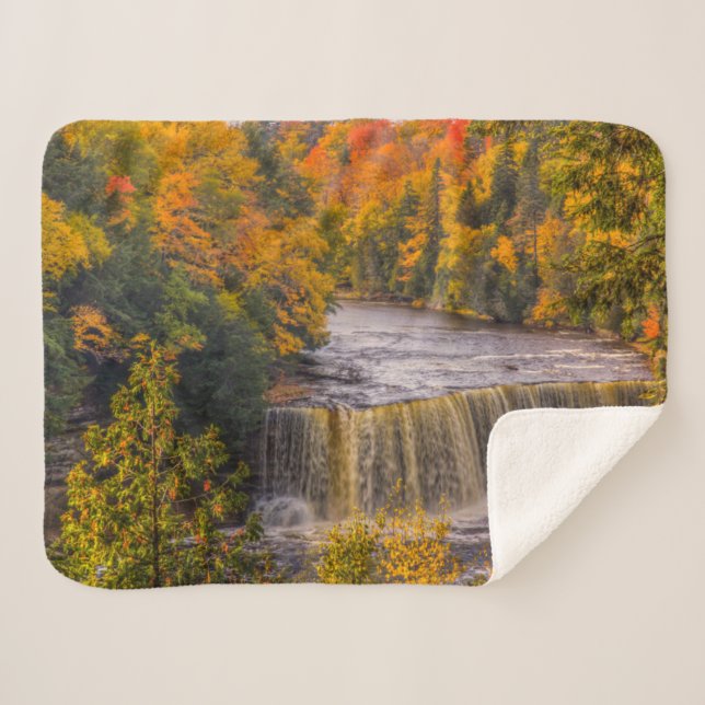 Couverture Sherpa Chutes supérieures avec couleurs d'automne (Devant (Horizontal))