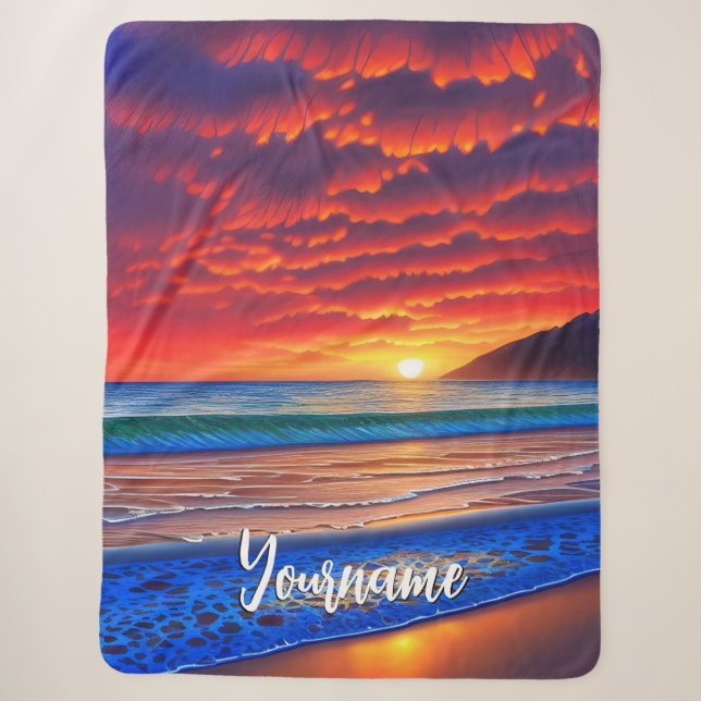 Couverture Sherpa Ciel de coucher de soleil clair tropical (Devant)