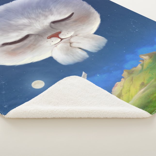 Couverture Sherpa Ciel nocturne avec chat (3/4)