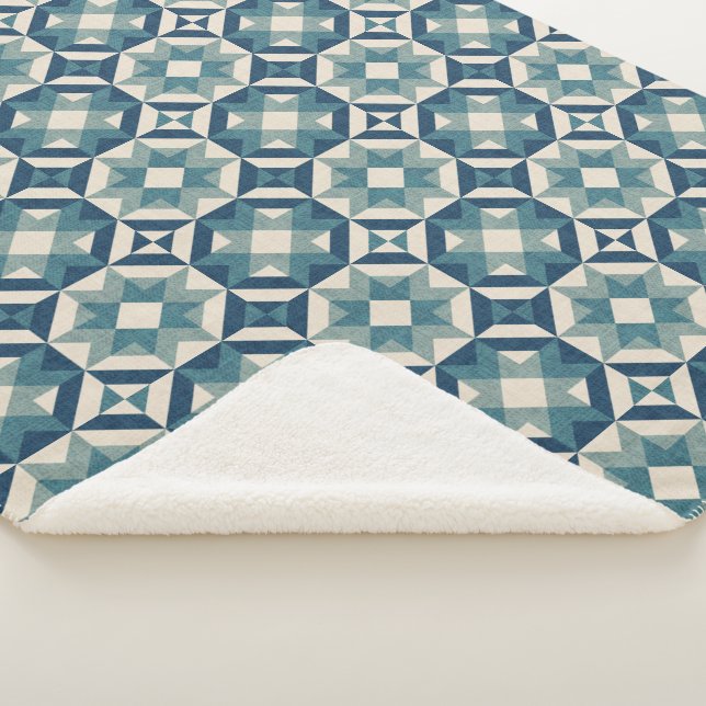 Couverture Sherpa Ciel plein d'étoiles - bleu géométrique (3/4)