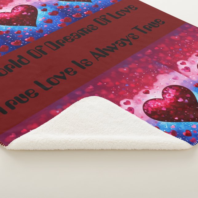 Couverture Sherpa Ciel Sapphire avec Coeurs Garnet : Moyen d'autonom (3/4)