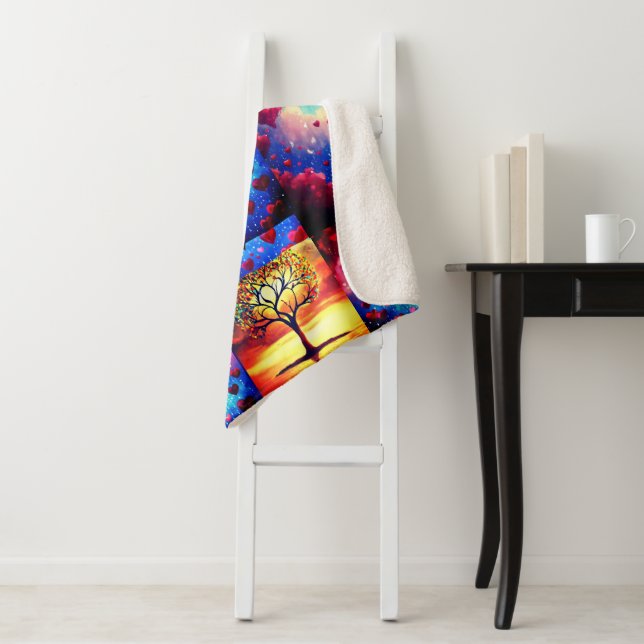 Couverture Sherpa Ciel Sapphire avec Coeurs Garnet : Moyen d'autonom (En situation)