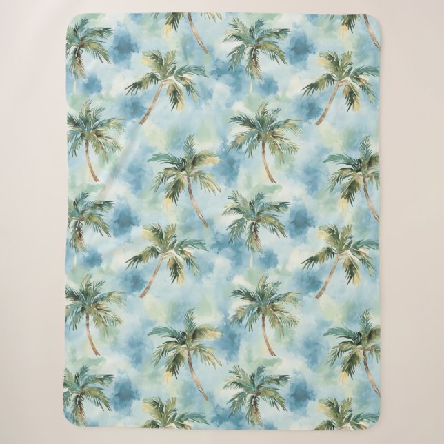Couverture Sherpa Cieux bleus île tropicale palmiers   (Devant)