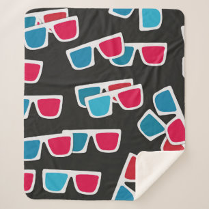 Couverture Sherpa Cinéma, lunettes 3d motif, sans soudure.