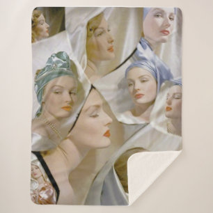 Couverture Sherpa circa 1940 belle impression femme