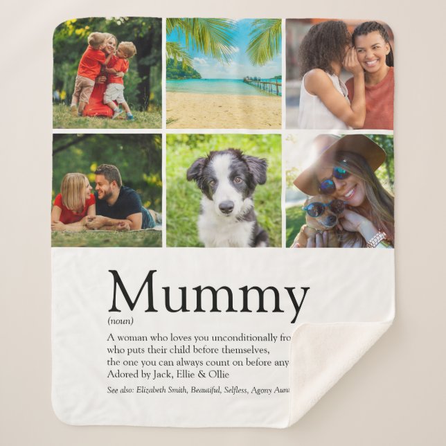 Couverture Sherpa Citation de définition de maman Photo Collage Sher (Devant)