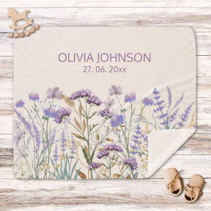 Couverture Sherpa Citation de Prairie de Fleur Sauvage Mauve Aquarel