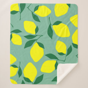 Couverture Sherpa Citron simple, Arrière - plan vert.