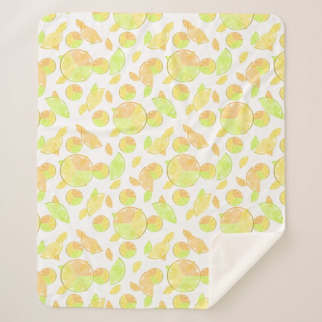 Couverture Sherpa citron vert orange tranches fruits agrumes nature (Devant)