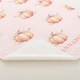Couverture Sherpa Citrouille de Bow rose