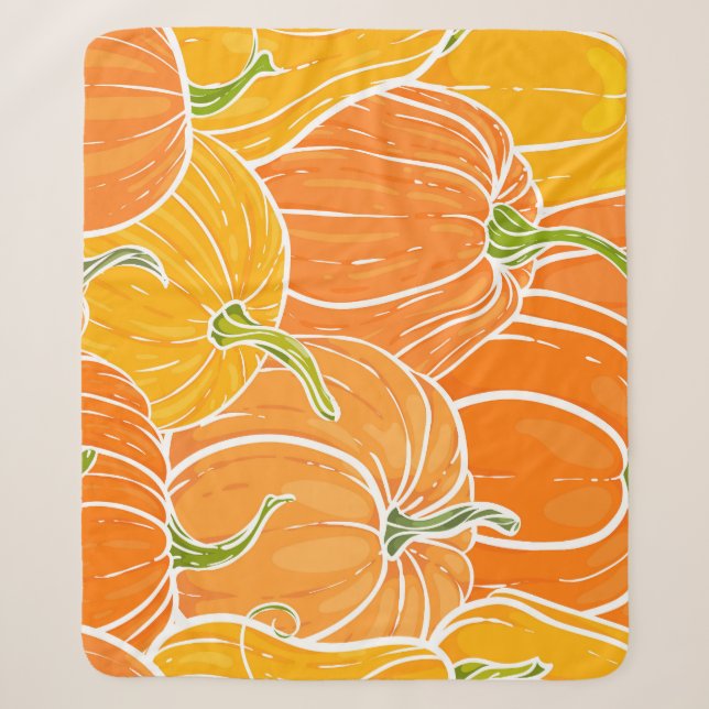 Couverture Sherpa Citrouille de dessin, motif d'automne mignon. (Devant)