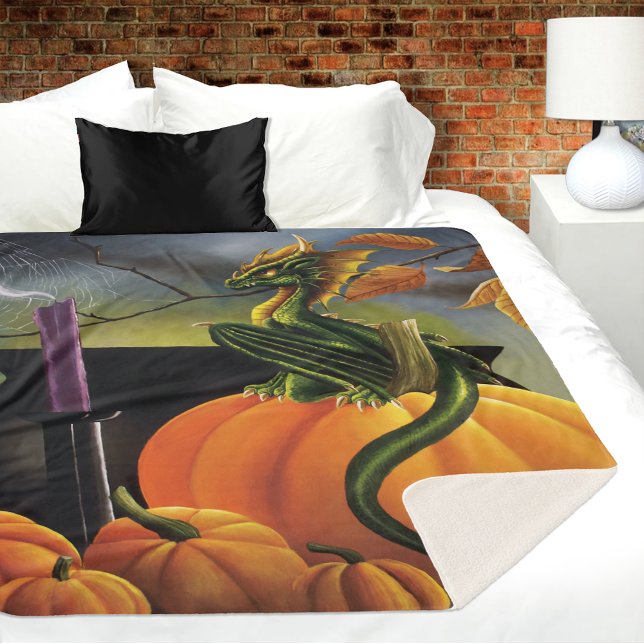 Couverture Sherpa Citrouille Dragon Cauldron Halloween (Créateur téléchargé)
