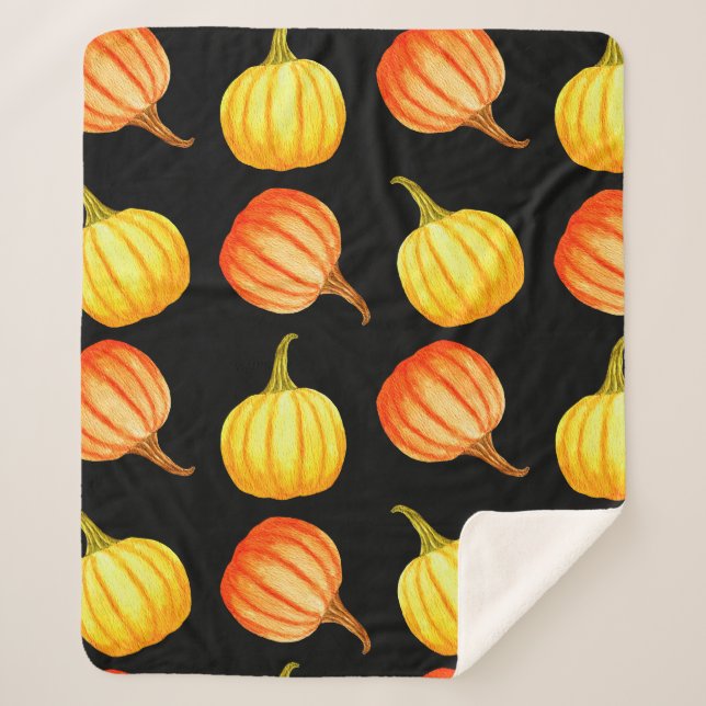 Couverture Sherpa Citrouille orange ronde et jaune. Col aquatique sa (Devant)