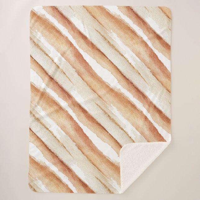 Couverture Sherpa Citrouille Rayures Latte Pêche   (Devant)