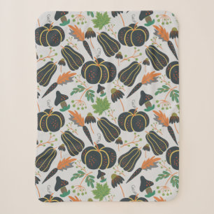 Couverture Sherpa Citrouille sans soudure carotte motif noir et blan